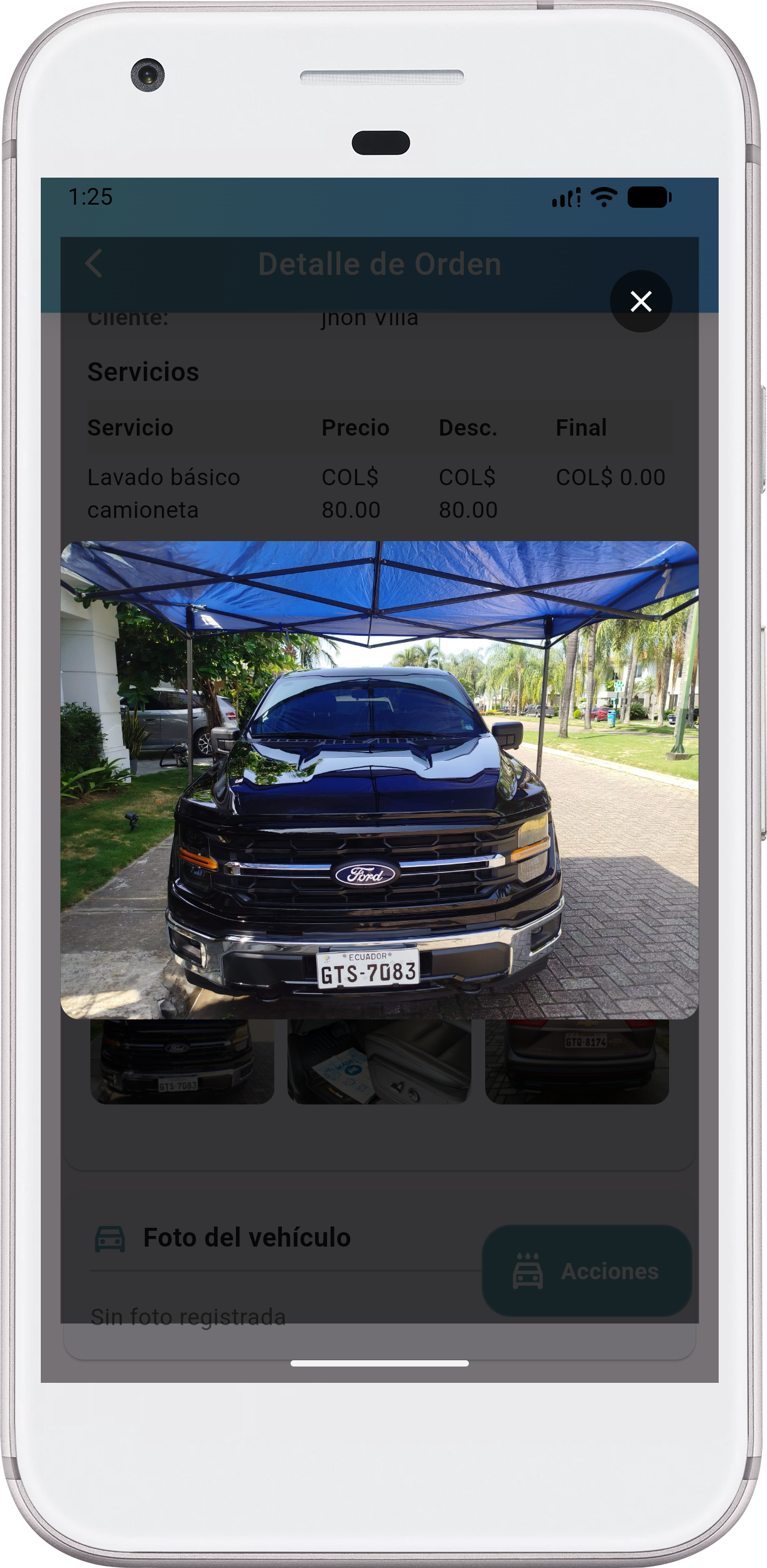 Captura de Sistema para controlar Car Wash